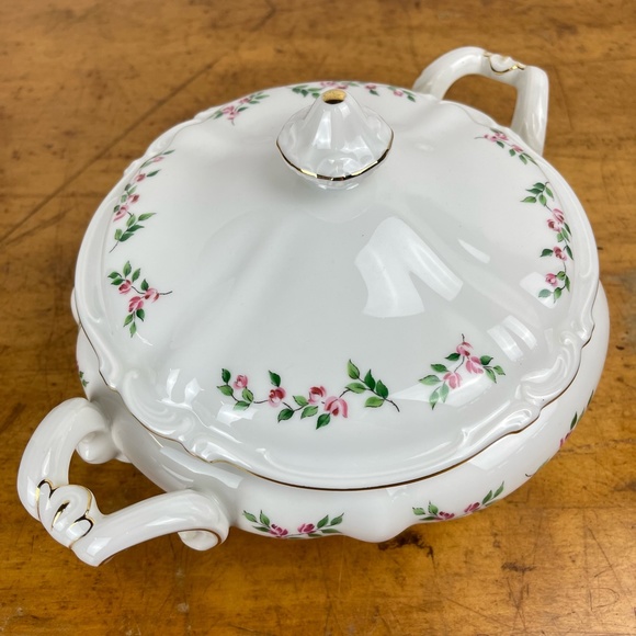 Vintage Crown Bavaria Juliette Covered Round Serving Bowl Handles Gold Trim - Picture 12 of 12